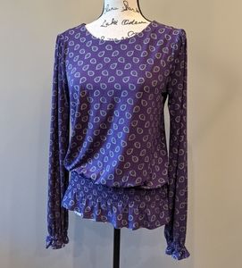 Womens Michael Kors Deep Purple and Grey Paisley Blouse Size Small S